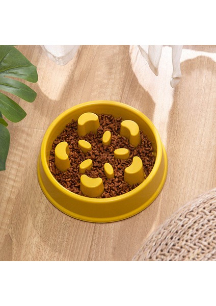 Sarı Yavaş Besleyici Köpek Kasesi Anti Yutkunma Sağlıklı Beslenme Interaktif Şişirme Durdurma Eğlenceli Bulmaca Kaymaz Kedi Köpek Yavaş Gıda Besleme Evcil Hayvan Kaseleri (Yurt Dışından)