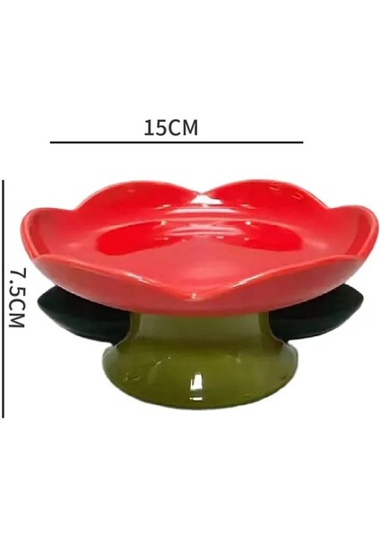 A-Kırmızı Plaka Sevimli Seramik Kedi Kase Yüksek Ayak Plakası Kaymaz Çiçek Şekli Köpek Yavrusu Besleyici Besleme Maması Su Koruma Servikal Evcil Hayvan Malzemeleri (Yurt Dışından) fiyatları