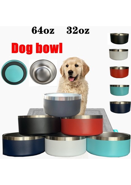 Stil 5 30OZ 32OZ 64OZ Köpek Kase Çift Duvar Kaymaz Paslanmaz Çelik Pet Köpek Maması Besleyici Su Kasesi Orta Büyük Evcil Hayvanlar Için (Yurt Dışından) fiyatları