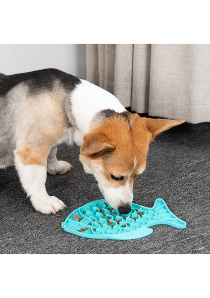 Renk Balık Silikon Yalama Pedi Pet Köpek Yalama Pedi Banyo Fıstık Ezmesi Yavaş Yeme Yalama Besleyici Kediler Lickmat Besleme Köpek Yalama Mat (Yurt Dışından) modelleri