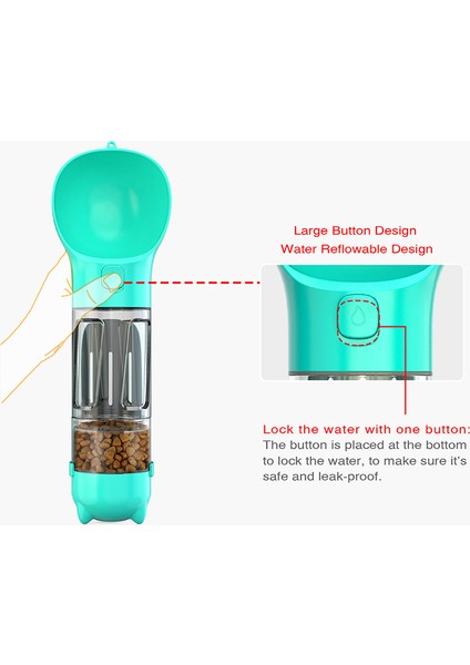 Yeşil 500 ml 300 ml Taşınabilir Çok Fonksiyonlu Köpek Su Şişesi Mama Besleyici Büyük Köpekler Için 3 In 1 Kaka Dağıtıcı Köpek Pet Seyahat Içme Kaseleri (Yurt Dışından) indirimleri