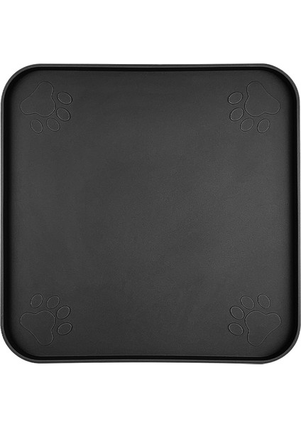 Siyah 33X33CM Pet Placemats Kedi Köpek Maması Pedleri Kaymaz Silikon Yavru Besleme Pedleri Kedi Kase Pedleri Temizlemesi ve Yıkanması Kolay Köpek Evcil Hayvan Malzemeleri (Yurt Dışından)