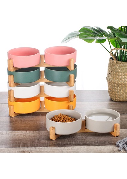 Mermer 2 Gri G Seramik Hayvan Kasesi Ahşap Standlı Dökülmez Pet Seramik Çift Kase Köpek Kedi Maması Su Besleyici Kediler Küçük Köpekler Evcil Hayvan Mama Kabı (Yurt Dışından) fiyatları