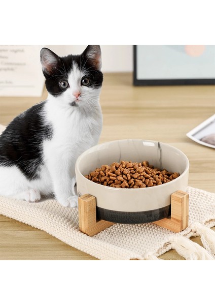 Mermer 2 Gri G Seramik Hayvan Kasesi Ahşap Standlı Dökülmez Pet Seramik Çift Kase Köpek Kedi Maması Su Besleyici Kediler Küçük Köpekler Evcil Hayvan Mama Kabı (Yurt Dışından) fırsatları