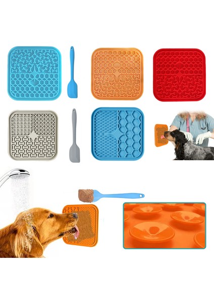 B-Blue 4 Silikon Yalama Pedi Pet Köpek Yalama Pedi Banyo Fıstık Ezmesi Yavaş Yeme Yalama Besleyici Kediler Lickmat Besleme Köpek Yalama Mat (Yurt Dışından) fırsatları