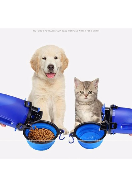 Beyaz 2 In 1 Pet Seyahat Su Şişesi Katlanabilir Köpek Besleme Kasesi Içecek Kupası Gıda Kabı Silikon Açık Taşınabilir Köpek Kedi Besleyici (Yurt Dışından) fiyatları