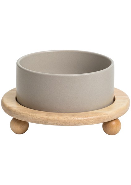 Gri ve Stand 400ML 400/850ML Kedi Büyük Kapasiteli Kase Küçük Köpekler Ahşap Standlı Mama Su Kaseleri Pet Yükseltilmiş Besleme Besleyici Köpek Yavrusu Malzemeleri (Yurt Dışından)