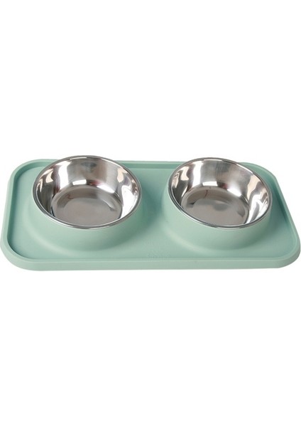 Mavi Çift Köpek Kase Paslanmaz Çelik Pet Köpek Besleyici Kase Hiçbir Dökülme ile Köpek Maması Kase Kaymaz Silikon Mat Yavru Küçük Orta Köpek Için (Yurt Dışından)