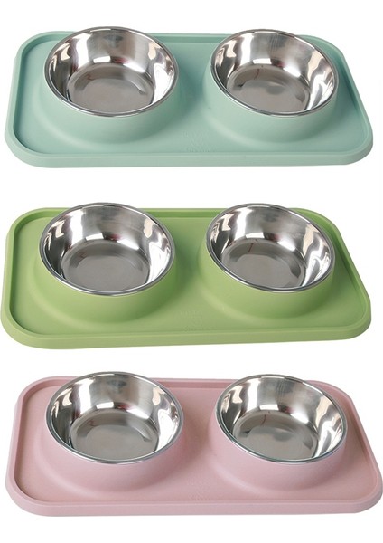 Mavi Çift Köpek Kase Paslanmaz Çelik Pet Köpek Besleyici Kase Hiçbir Dökülme ile Köpek Maması Kase Kaymaz Silikon Mat Yavru Küçük Orta Köpek Için (Yurt Dışından) fiyatları