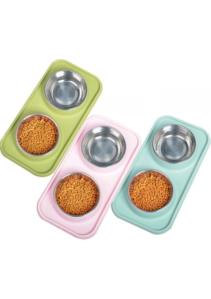 Mavi Çift Köpek Kase Paslanmaz Çelik Pet Köpek Besleyici Kase Hiçbir Dökülme ile Köpek Maması Kase Kaymaz Silikon Mat Yavru Küçük Orta Köpek Için (Yurt Dışından) indirimleri
