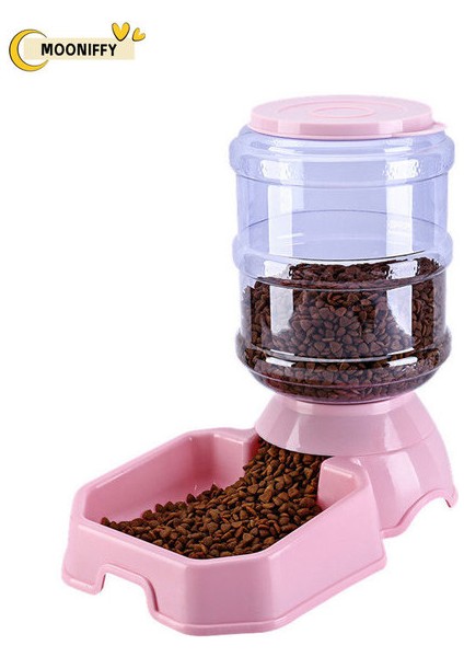 Pembe Besleyici 3.8 L Otomatik Köpek Besleyici Suluk Yüksek Kapasiteli Pet Yiyecek Kasesi Yerçekimi Su Sebili Evcil Hayvan Mama Kabı Köpekler Kediler Için Köpek Aksesuarları (Yurt Dışından)