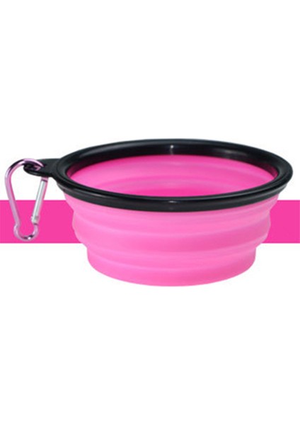 Pembe Ücretsiz Boyut Silikon Katlanabilir Katlanabilir Köpek Kase Şeker Renk Açık Seyahat Taşınabilir Köpek Maması Kabı Su Besleyici Bulaşık Besleme Kasesi (Yurt Dışından)