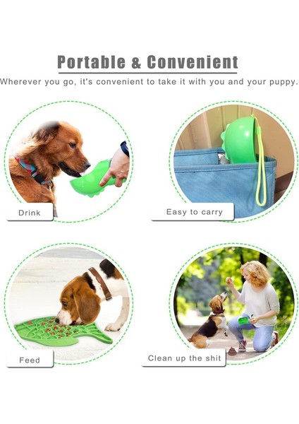Only Green Şişe 300ML 4'ü 1 Arada Pet Köpek Seyahati 300ML Su 150ML Mama Dağıtıcısı Dış Mekan Ayrılabilir Portatif Kase Kaka Küreği Çöp Torbası Köpek Için Saklama (Yurt Dışından) modelleri