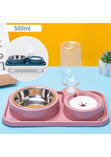 Pembe 500ML Pet Köpek Kasesi ve Içenler Paslanmaz Çelik Kedi Yükseltilmiş Kase Köpekler Kediler Için Besleyici Suluk Kaymaz Evcil Hayvan Kaseleri Köpek Aksesuarları (Yurt Dışından)