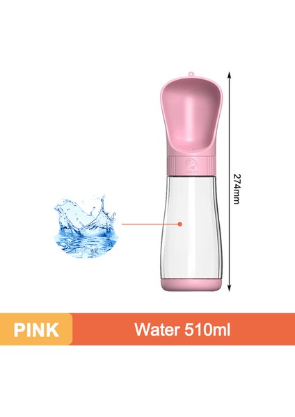 Pembe 510 ml Küçük Büyük Köpekler Için Taşınabilir Köpek Su Şişesi Kase Açık Yürüyüş Köpek Pet Seyahat Su Şişesi Kedi Suluk Köpek Malzemeleri (Yurt Dışından)
