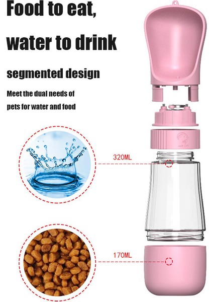 Pembe 510 ml Küçük Büyük Köpekler Için Taşınabilir Köpek Su Şişesi Kase Açık Yürüyüş Köpek Pet Seyahat Su Şişesi Kedi Suluk Köpek Malzemeleri (Yurt Dışından) modelleri