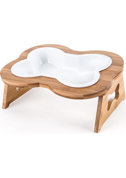 Beyaz Bir Boyut Köpek Kase Devrilme Önleyici Kemik Şekli Kase Seramik Büyük Köpek Maması Kase Besleme Sevimli Koruma Servikal Omurga Tek ve Çift Kase (Yurt Dışından)