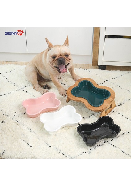 Beyaz Bir Boyut Köpek Kase Devrilme Önleyici Kemik Şekli Kase Seramik Büyük Köpek Maması Kase Besleme Sevimli Koruma Servikal Omurga Tek ve Çift Kase (Yurt Dışından) fiyatları