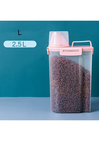 Pink-2.5l Pet Malzemeleri Köpek Maması Saklama Kabı 12.5l Kuru Kedi Maması Kutusu Çanta Nem Geçirmez Mühür Ölçme Kabı Yavru Kedi Malzemeleri (Yurt Dışından)