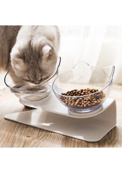 Beyaz Tek Kaymaz Çift Köpek Kase Kedi Kase Standlı Pet Besleme Kedi Su Kasesi Kediler Için Mama Köpekler Için Evcil Hayvan Kaseleri Besleyici Ürün Malzemeleri (Yurt Dışından)