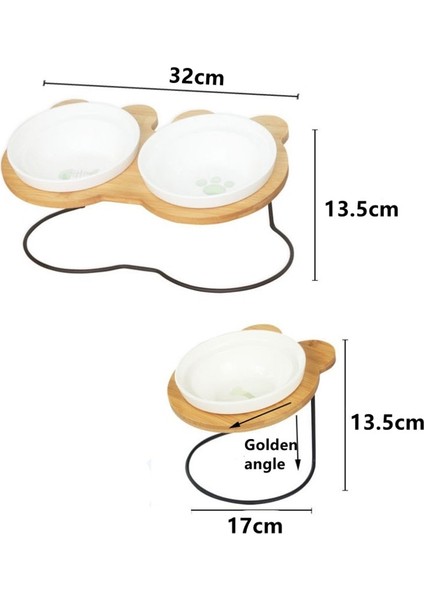 Kılçık S Yeni High-End Hayvan Mama Kabı Bambu Raf Seramik Besleme ve Içme Kaseleri Köpekler ve Kediler Için Evcil Hayvan Besleyici Aksesuarları (Yurt Dışından) modelleri