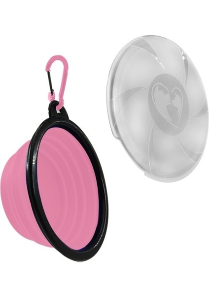 Pembe Katlanabilir Kedi Köpek Kapaklı Kase Taşınabilir Silikon Gıda Su Bulaşık Besleyici Seyahat Yürüyüş Kamp Için Pet Besleme Sulama Bardağı (Yurt Dışından)