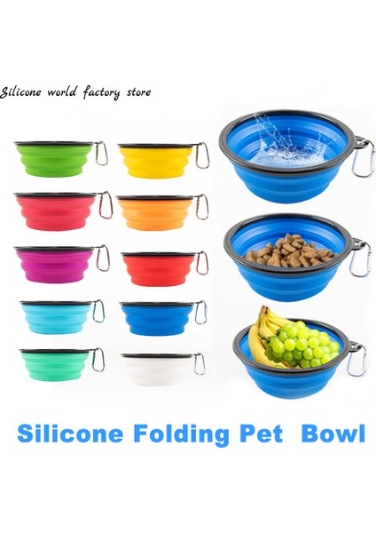 Siyah Silikon Dünya 1000 ml Katlanabilir Köpek Pet Katlanır Silikon Kase Açık Seyahat Taşınabilir Köpek Maması Kabı Besleyici Bulaşık Kase (Yurt Dışından) fiyatları