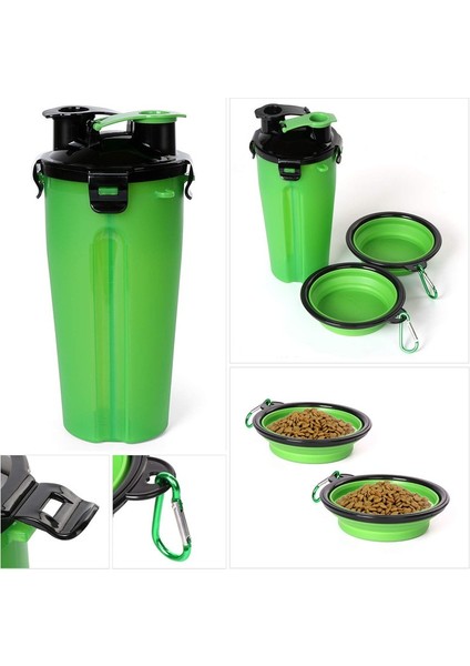 Siyah Kase 2 In 1 Taşınabilir Pet Köpek Foling Su Şişesi Gıda Kabı Silikon Köpek Kase Açık Seyahat Köpekler Kedi Besleyici Fincan Kase Seti (Yurt Dışından) fırsatları