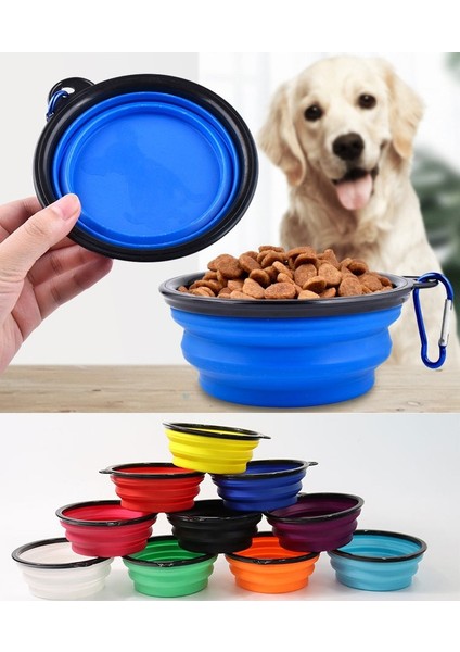 Mavi 650ML 350 - 650 - 1000ML Büyük Katlanabilir Köpek Pet Katlanır Silikon Kase Açık Seyahat Taşınabilir Köpek Maması Kabı Besleyici Bulaşık Kase (Yurt Dışından) fiyatları