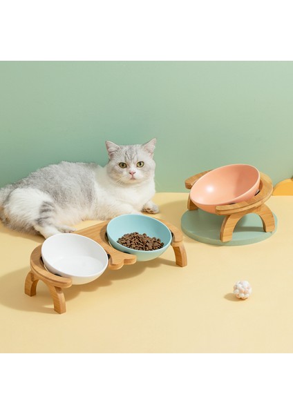 Beyaz 600 ml Seramik Kedi Besleme Yiyecek Kasesi Standı ile Pet Çift Besleyici Kaseler Yüksek Ayak Küçük Köpek Kibble Su Malzemeleri Kediler Yavru Kase (Yurt Dışından) fiyatları