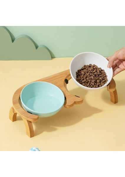 Beyaz 600 ml Seramik Kedi Besleme Yiyecek Kasesi Standı ile Pet Çift Besleyici Kaseler Yüksek Ayak Küçük Köpek Kibble Su Malzemeleri Kediler Yavru Kase (Yurt Dışından) fırsatları