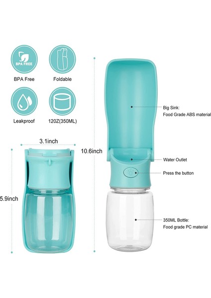 Mavi 550 ml Taşınabilir Sızdırmaz Gıda Sınıfı Plastik Köpek Seyahat Su Şişesi Pet Su Şişesi Köpek Kedi Için Açık Yürüyüş Yürüyüş Seyahat (Yurt Dışından) fırsatları