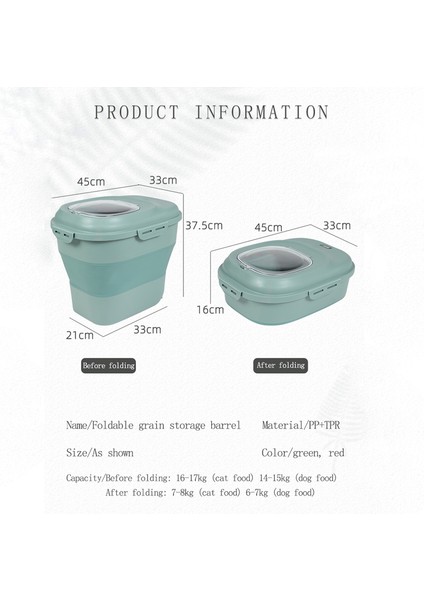 Yeşil 2.5l Pet Köpek Maması Saklama Kabı 23L Kuru Kedi Maması Kutusu Çanta Nem Geçirmez Mühür Hava Geçirmez Ölçüm Kabı Yavru Kedi Kumu Ürünleri (Yurt Dışından) indirimleri