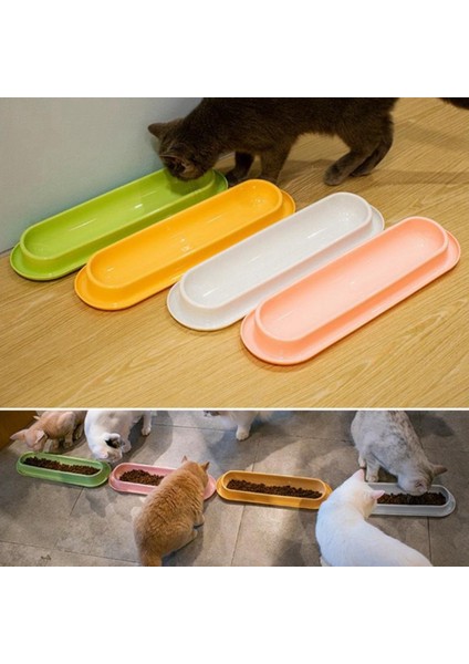 Sarı 40.5X12.5X4.5CM Yavru Köpekler Yavru Kediler Kaseler Yavrular Için Sütten Kesme Yemekleri Küçük Köpekler Kediler Besleme Tavaları Kaymaz Stand Mama ve Su Tabakları Tepsisi (Yurt Dışından)