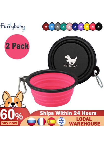 Pembe Gri 350ML 1000ML/350ML Büyük Katlanabilir Köpek Pet Katlanır Silikon Kase Açık Seyahat Taşınabilir Köpek Maması Kabı Besleyici Bulaşık Kase 2 Adet (Yurt Dışından) fiyatları