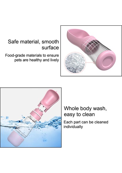 Pembe Set Taşınabilir Köpek Su Şişesi Sızdırmaz Pet Içme Kaseleri Su Gıda Kabı Evcil Hayvanlar Için Bpa Ücretsiz Açık Yürüyüş Yürüyüş Seyahat (Yurt Dışından) modelleri