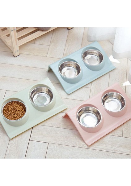 Mavi Çift Kase Tasarım Paslanmaz Çelik Köpek Kedi Yavrusu Besleme Gıda Su Tabağı Evcil Hayvan Malzemeleri Yaratıcı Küçük Köpek Kase Kedi Kase Aksesuarları (Yurt Dışından) fiyatları