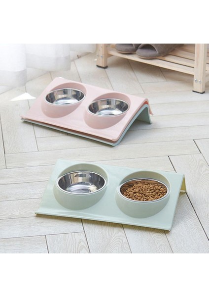 Mavi Çift Kase Tasarım Paslanmaz Çelik Köpek Kedi Yavrusu Besleme Gıda Su Tabağı Evcil Hayvan Malzemeleri Yaratıcı Küçük Köpek Kase Kedi Kase Aksesuarları (Yurt Dışından) fırsatları