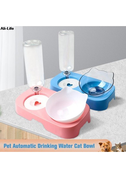 Evcil Hayvan Kedi Kasesi Otomatik Besleyici 2'si 1 Arada Köpek Kedi Maması Kasesi Su Çeşmesi Çift Kase Içme Yükseltilmiş Stand Çanak Kase (Yurt Dışından) fiyatları