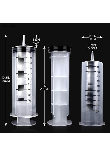 500ML 500ML Şırınga Büyük Kapasiteli Şırıngalar Yeniden Kullanılabilir Pompa Ölçekli Ölçme Tüplü Şırınga Pet Besin Besleme Büyük Seringa (Yurt Dışından)