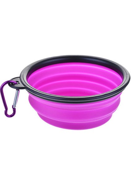 Mor Silikon Dünya 350 ml Katlanabilir Köpek Pet Katlanır Silikon Kase Açık Seyahat Taşınabilir Köpek Maması Kabı Besleyici Bulaşık Kase (Yurt Dışından)