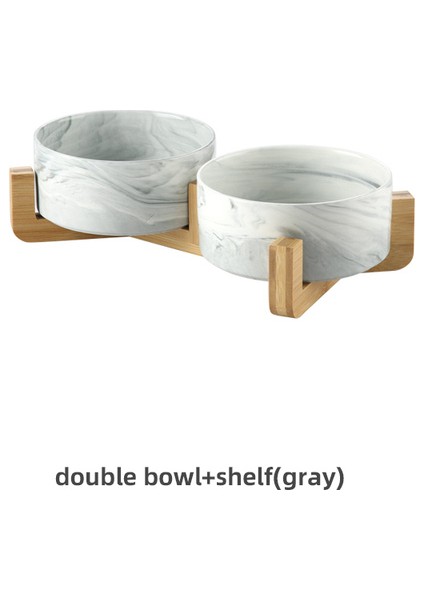 Gri Çift 400 ml Küçük Kedi Köpek Kase Seramik Besleyici Ebru Bulaşık Pet Ayarlanabilir Ahşap Raf Besleme Içme Kaymaz Yüksek Kedi Ürün Malzemeleri # P005 (Yurt Dışından)
