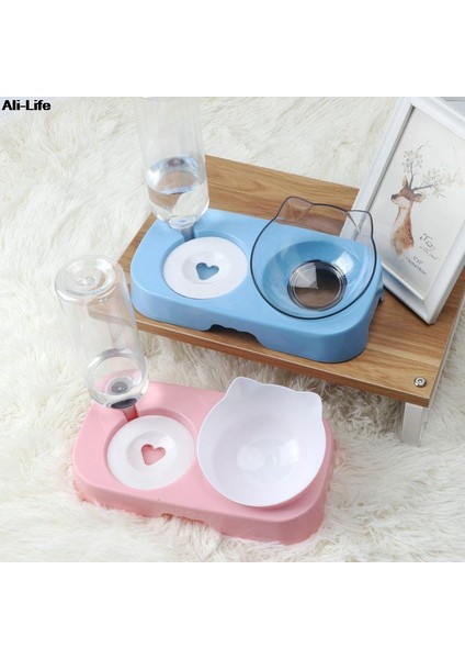Evcil Hayvan Kedi Kasesi Otomatik Besleyici 2'si 1 Arada Köpek Kedi Maması Kasesi Su Çeşmesi Çift Kase Içme Yükseltilmiş Stand Çanak Kase (Yurt Dışından) indirimleri