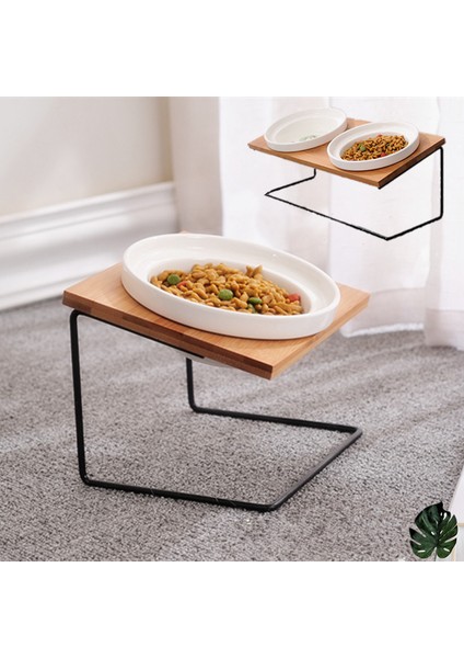 Resim Olarak S Sevimli Kedi Kase High-End Hayvan Mama Kabı Bambu Raf Seramik Köpekler ve Kediler Için Besleme ve Içme Kaseleri Evcil Hayvan Besleyici Köpek Çift Kaseler (Yurt Dışından) modelleri