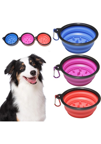 Siyah L-1000ML 1000 ml Köpek Küçük Orta Köpekler Için Yavaş Yemek Kasesi Köpek Açık Seyahat Evcil Hayvan Aksesuarları Için Toka ile Katlanabilir Evcil Hayvan Kaseleri (Yurt Dışından)