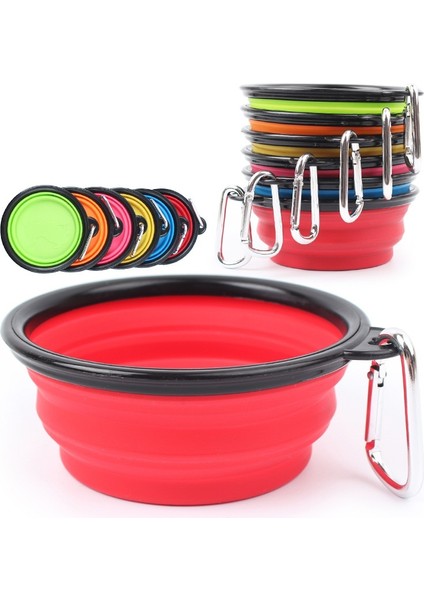 Siyah 9 Renk Katlanır Taşınabilir Silikon Kase Köpek Evcil Hayvan Aksesuarları Seyahat Açık Köpek Besleyici Karabina Kedi Köpek Maması Su Kaseleri (Yurt Dışından) fiyatları