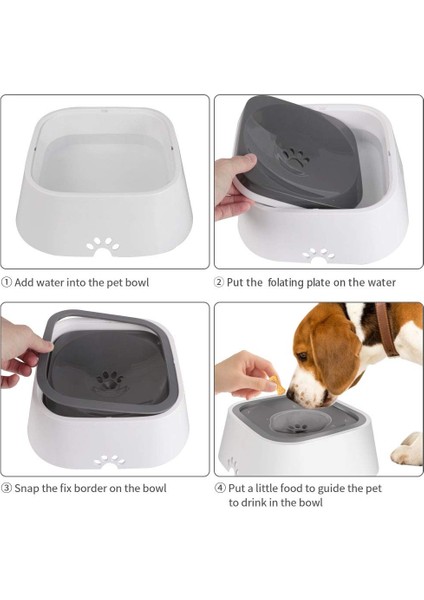 Gri Beyaz 1.5l Köpek Kase Yüzen Islatmayan Ağız Köpek Besleyici Dökülmez Içme Suyu Besleyici Plastik Taşınabilir Hayvan Mama Kabı Evcil Hayvan Ürünleri (Yurt Dışından) indirimleri