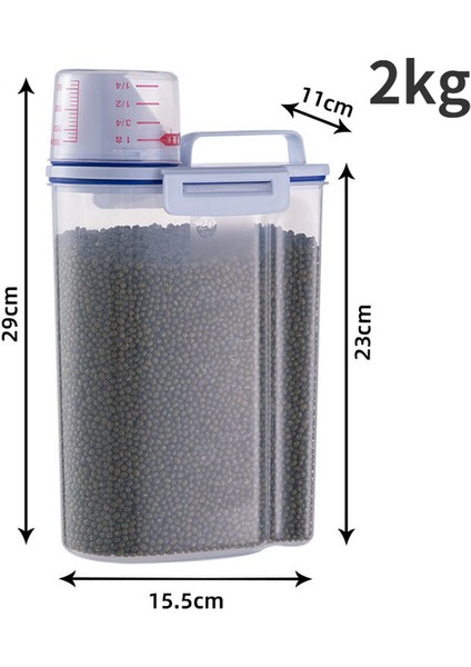2kg Beyaz 1.5kg/2kg Köpek Kedi Maması Kovası Plastik Depolama Tankı Ölçüm Kabı Konteyner Nem Geçirmez Mühürlü Kavanoz Evcil Hayvan Malzemeleri Aksesuarları (Yurt Dışından) fiyatları