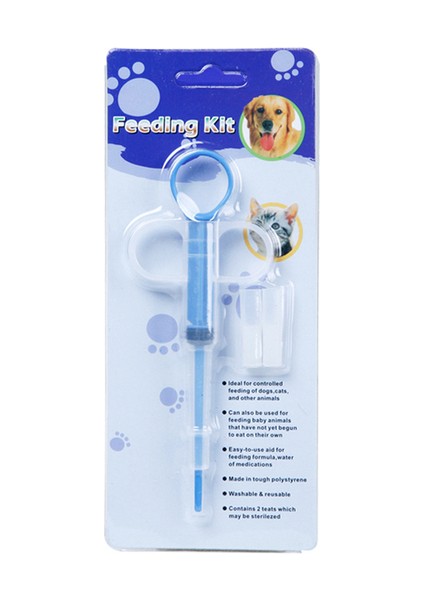 Mavi 1 Adet Pet Ilaç Şırınga Tablet Hap Makinesi Tabancası Piller Itme Dağıtıcı Ilaç Su Süt Şırınga Köpek Kedi Yavrusu Besleyici Kiti (Yurt Dışından)