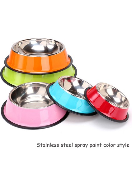 Karikatür Yeşil M 22CM Pet Köpek Paslanmaz Çelik Kaseler Kaymaz Anti-Düşme Dayanıklı Kedi Köpekler Besleme Kase Yavru Içecek Su Besleyici Evcil Hayvanlar Açık Yemek Tabağı (Yurt Dışından) modelleri